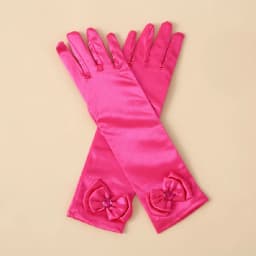 Children's satin princess gloves, girl's butterfly shiny face knot dance performance stage gloves, crystal all finger gloves