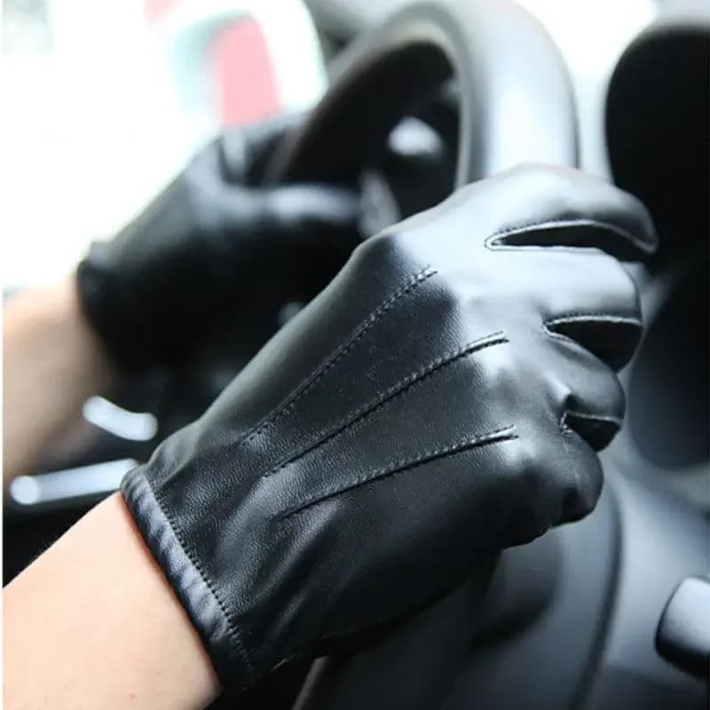 New Winter Gloves Men Women Black PU Leather Cashmere Warm Driving Gloves Mittens Touch Screen Waterproof Gloves