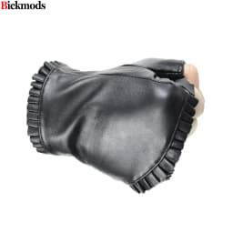 Women's Half Finger Leather Gloves Fashion Four Seasons Driving Wrinkle Style Sheepskin Gloves Outdoor Sports Cycling Anti Slip