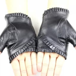 Women's Half Finger Leather Gloves Fashion Four Seasons Driving Wrinkle Style Sheepskin Gloves Outdoor Sports Cycling Anti Slip