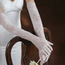 Sexy Thin Women Lace Flower White Black Long Gloves Transparent Mesh Eyelash Tulle Bridal Wedding Party Dress Accessories