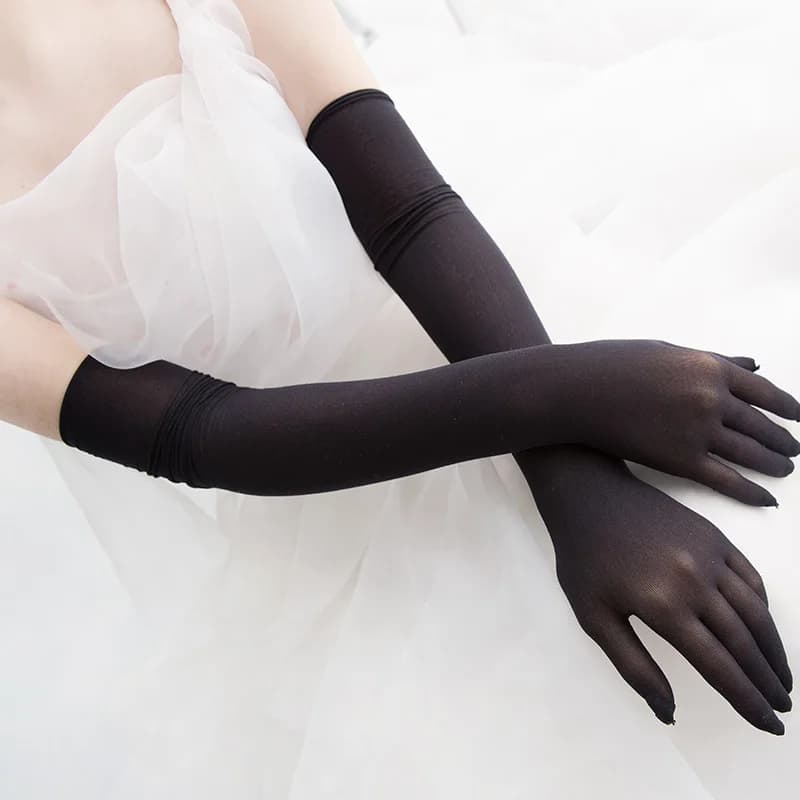 Sexy Lace Thin Smooth Sheer Seamless Long Gloves Women Breathable High Elasticity Stockings Mittens Summer Sun Protection T248