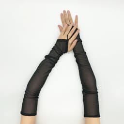 50cm Women Black White Transparent Mesh Breathable Elasticity Hook Finger Long Gloves Sexy Party Etiquette Fingerless Gloves