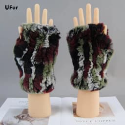 2026 New Fashion Real Rex Rabbit Fur Gloves Women Winter Genuine Fur Mittens Girl Fingerless Gloves Wrist Warmer Elastic Fluffy