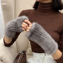 New Women 100% Real Genuine Knitted Mink Fur Mittens Winter Warm Lady Real Fur Fingerless Gloves Handmade Knit Mink Fur Mitten