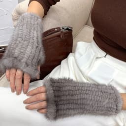 New Women 100% Real Genuine Knitted Mink Fur Mittens Winter Warm Lady Real Fur Fingerless Gloves Handmade Knit Mink Fur Mitten