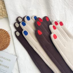 Women Creative Nail Polish Embroidery Gloves Grace Lady Fashion Vintage Driving Full Finger Mittens Girl Touch Screen Warm