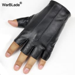 WarBLade Fashion Men Leather Gloves Fingerless Gloves Dance Party Show Sports Fitness Luvas Half Finger Driving Tactical Gloves