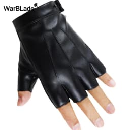 WarBLade Fashion Men Leather Gloves Fingerless Gloves Dance Party Show Sports Fitness Luvas Half Finger Driving Tactical Gloves