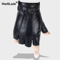WarBLade Fashion Men Leather Gloves Fingerless Gloves Dance Party Show Sports Fitness Luvas Half Finger Driving Tactical Gloves