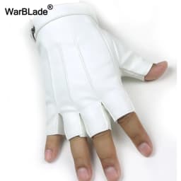 WarBLade Fashion Men Leather Gloves Fingerless Gloves Dance Party Show Sports Fitness Luvas Half Finger Driving Tactical Gloves