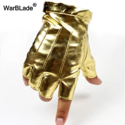 WarBLade Fashion Men Leather Gloves Fingerless Gloves Dance Party Show Sports Fitness Luvas Half Finger Driving Tactical Gloves
