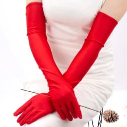 Classic Women Adult Black White Red Grey Opera/Elbow Stretch Satin Finger Long Gloves Women Flapper Gloves Matching Costume