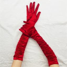 Women Long Solid folds Satin Soft Multicolor Ceremonial Gloves Dance Performance Elasticity Retro Style Opera