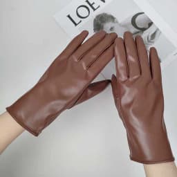 Fashion Female Winter Warm Touch Screen Driving Gloves Women' Outdoor Riding Plus Velvet Thicken Full Finger PU Leather Mittens