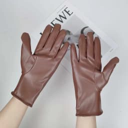 Fashion Female Winter Warm Touch Screen Driving Gloves Women' Outdoor Riding Plus Velvet Thicken Full Finger PU Leather Mittens