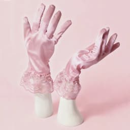 Elegant Satin Gloves for Women with Lace Cuffs Wedding Party Prom Evening Occasions Luxurious Smooth Touch Vintage Style