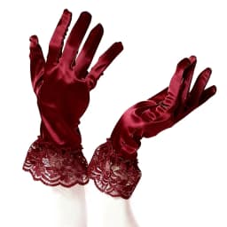 Elegant Satin Gloves for Women with Lace Cuffs Wedding Party Prom Evening Occasions Luxurious Smooth Touch Vintage Style