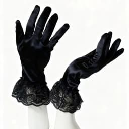 Elegant Satin Gloves for Women with Lace Cuffs Wedding Party Prom Evening Occasions Luxurious Smooth Touch Vintage Style