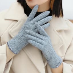 Korean Women's Touch Screen Warm Cashmere Gloves Autumn Winter Outdoor Riding Driving Bow Wool Double Layer Thicken Windproof