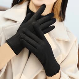 Korean Women's Touch Screen Warm Cashmere Gloves Autumn Winter Outdoor Riding Driving Bow Wool Double Layer Thicken Windproof