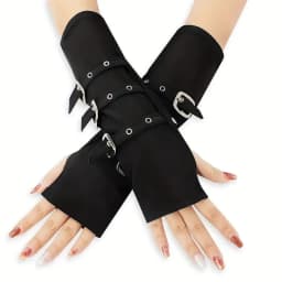 30cm Punk Girl Stage Performance Iron Buckle Fingerless Gloves Concert Lolita Women Black White Color Fashion Street Dance