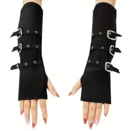 30cm Punk Girl Stage Performance Iron Buckle Fingerless Gloves Concert Lolita Women Black White Color Fashion Street Dance