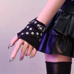 Black Rivet Chain Gloves Unisex Y2K Strap Girl Sleeve Hand Cover Teenage Girls Hip Hop Arm Cover Driving Gloves Accessories