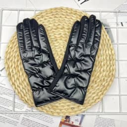 Winter Women Fashion Luxury Waterproof Keep Warm Touch Screen Down Cloth Suede Soft Splicing Gloves Elasticity Drive Cycling