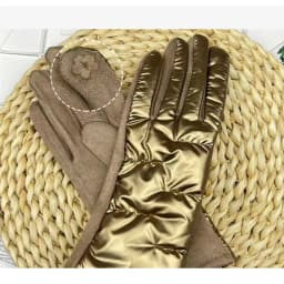 Winter Women Fashion Luxury Waterproof Keep Warm Touch Screen Down Cloth Suede Soft Splicing Gloves Elasticity Drive Cycling