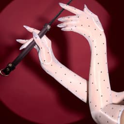 Fashion Retro Aurora Dot Oil Shiny Glossy Thin Women Sexy Five Finger Long Gloves Wedding Party Elastic Tight Stockings Mittens