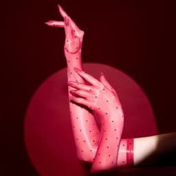 Fashion Retro Aurora Dot Oil Shiny Glossy Thin Women Sexy Five Finger Long Gloves Wedding Party Elastic Tight Stockings Mittens