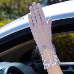 Sexy Summer Women UV Sunscreen Short Sun Female Gloves Fashion Ice Silk Lace Driving Of Thin Touch Screen Lady Gloves G02E