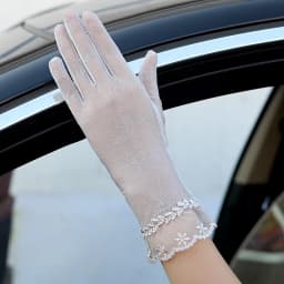 Sexy Summer Women UV Sunscreen Short Sun Female Gloves Fashion Ice Silk Lace Driving Of Thin Touch Screen Lady Gloves G02E