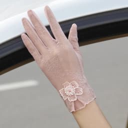 Sexy Summer Women UV Sunscreen Short Sun Female Gloves Fashion Ice Silk Lace Driving Of Thin Touch Screen Lady Gloves G02E