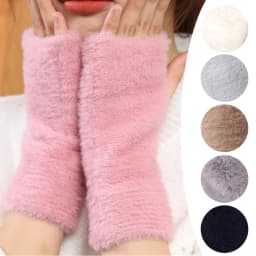 Women Knitted Gloves Half Finger Faux Rabbit Fur Mittens Plush Glove Winter Warm Lady Fingerless Gloves Touch Screen Work Gloves