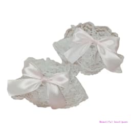 Gothic Lolita Wrist Cuffs Satin Bow Ruffles Lace Bracelet Wristband Hand Sleeves DropShip