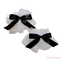 Gothic Lolita Wrist Cuffs Satin Bow Ruffles Lace Bracelet Wristband Hand Sleeves DropShip