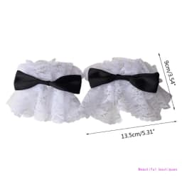 Gothic Lolita Wrist Cuffs Satin Bow Ruffles Lace Bracelet Wristband Hand Sleeves DropShip