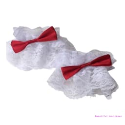 Gothic Lolita Wrist Cuffs Satin Bow Ruffles Lace Bracelet Wristband Hand Sleeves DropShip