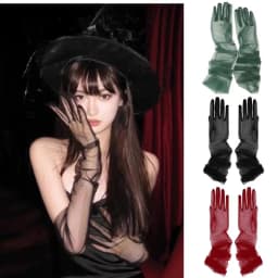 Women Ultra Tulle Gloves Mesh Sheers Full Finger Elbow Long Gloves Vintage Sunscreen Gloves Wedding Bride Dress Mittens