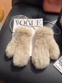 Winter Women Real Rabbit Fur Gloves 100% Natural Thick Style Rabbit Fur Mittens Outdoor Girls Keep Warm Hand Knitted Fur Glove