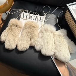Winter Women Real Rabbit Fur Gloves 100% Natural Thick Style Rabbit Fur Mittens Outdoor Girls Keep Warm Hand Knitted Fur Glove