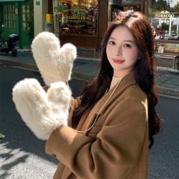 Winter Women Real Rabbit Fur Gloves 100% Natural Thick Style Rabbit Fur Mittens Outdoor Girls Keep Warm Hand Knitted Fur Glove