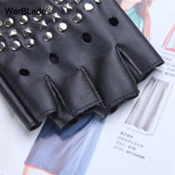 WarBLade Ladies Fingerless Gloves Women Sexy Gloves Wrist Half Finger Leather Glove For Dancing Party Show Half Finger Mittens