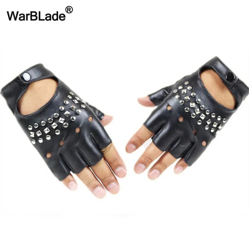 WarBLade Ladies Fingerless Gloves Women Sexy Gloves Wrist Half Finger Leather Glove For Dancing Party Show Half Finger Mittens