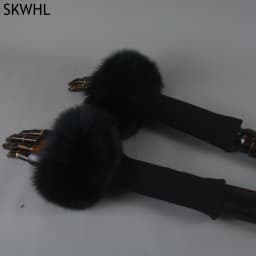 New Arrival Female Natural fox Fur Cuffs Knitted Warm Real Fox Fur Mittens Women Winter Outdoor fox Fur Cuffs