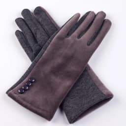 Autumn Winter Female Button Suede Leather Velvet Cashmere Full Finger Warm Bow Glove Women Embroidery Touch Screen Mitten F9