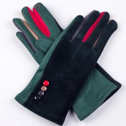 Autumn Winter Female Button Suede Leather Velvet Cashmere Full Finger Warm Bow Glove Women Embroidery Touch Screen Mitten F9