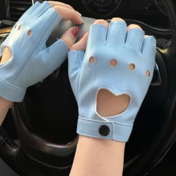 HOOLDW New Cycling Fingerless Gloves Fashion Women PU Leather Gloves Dancing Party Show Costume Breathable Half Finger Mittens